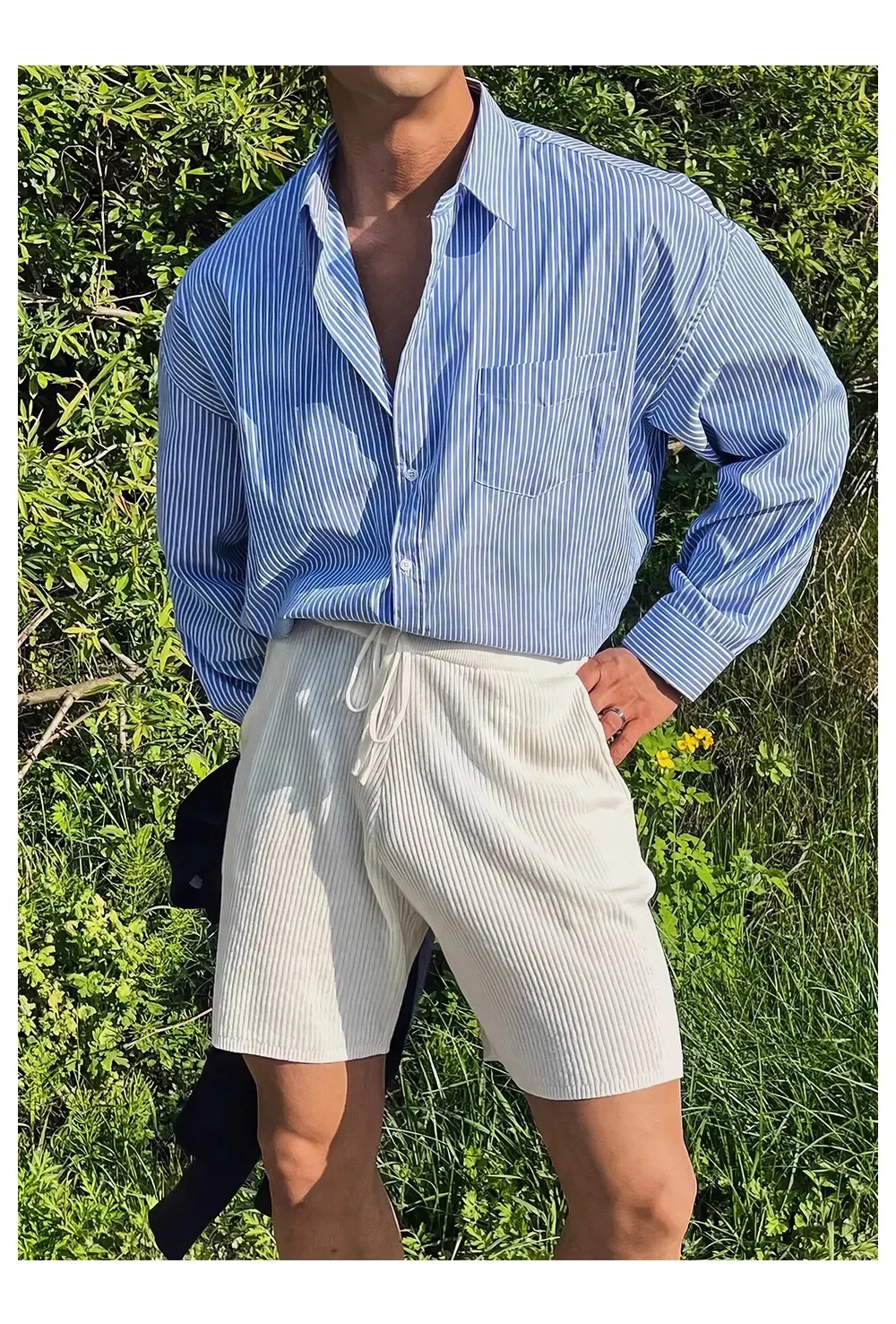 MOUNTNEVE Veste Chemise Décontractée Homme Printemps Manches Longues Rayée Respirante Séchage Rapide Boutonnage Simple